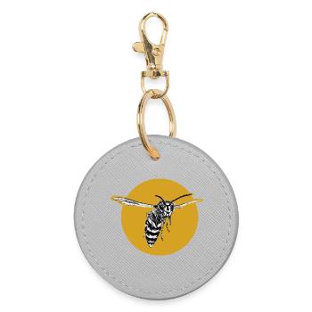 Wasp - Bee - Insect - Round Keyring - grey - Front