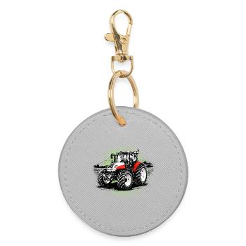 Ferme Steyr Tracteur Rouge – Motif à mi-teinte - Porte-clés rond - bruyère - Devant