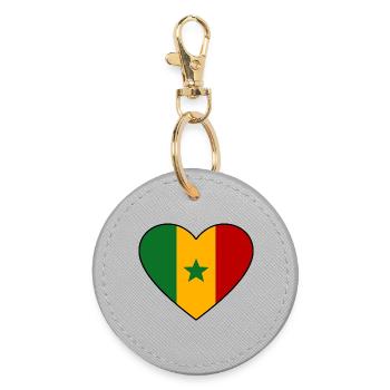 Senegal Flaggenherz - Runder Schlüsselanhänger - Grau - Vorne