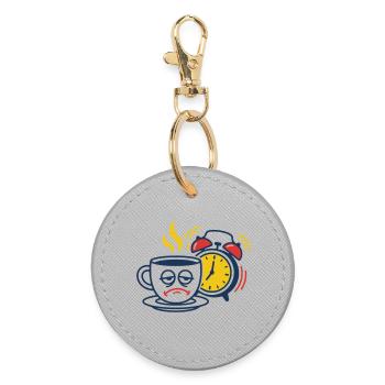Müder Kaffee & Wecker–Lustiges Morgenmuffel Motiv - Porte-clés rond - bruyère - Devant
