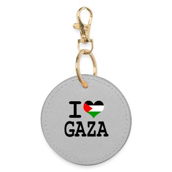 i love Gaza - Runder Schlüsselanhänger - Grau - Vorne
