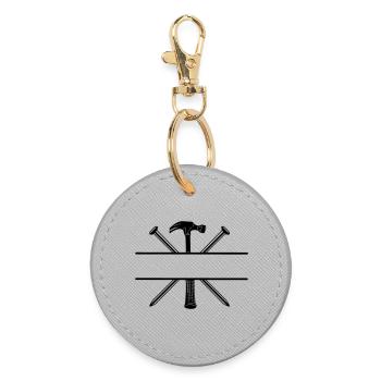 Carpenter logo nails and hammer - Round Keyring - grey - Front