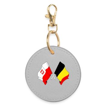 Flagge Polen, Flagge Belgien - Runder Schlüsselanhänger - Grau - Vorne
