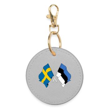 Flag Sweden, flag Estonia - Round Keyring - grey - Front