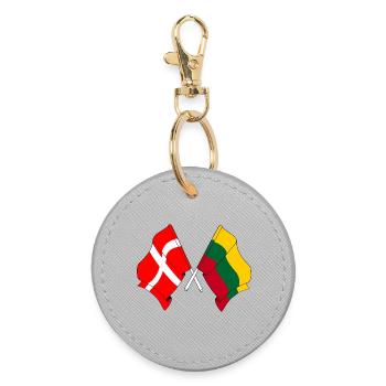 Drapeau Danemark, drapeau Lituanie - Porte-clés rond - bruyère - Devant