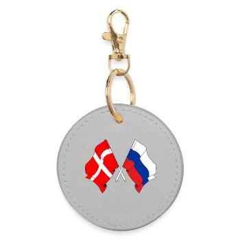 Drapeau Danemark, drapeau Russie - Porte-clés rond - bruyère - Devant