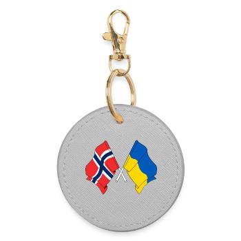 Flag Norway, flag Ukraine - Round Keyring - grey - Front