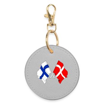 Drapeau Finlande, drapeau Danemark - Porte-clés rond - bruyère - Devant