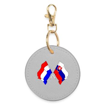 Flagge der Niederlande, Slowakei - Runder Schlüsselanhänger - Grau - Vorne