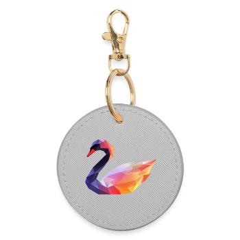 Logo géométrique coloré en forme de cygne - Porte-clés rond - bruyère - Devant