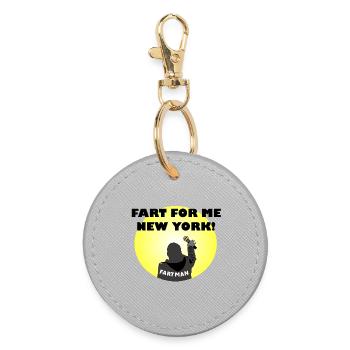 Fart Man Comedy Illustration - Round Keyring - grey - Front