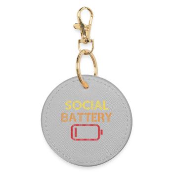 Social Battery Low - Round Keyring - grey - Front