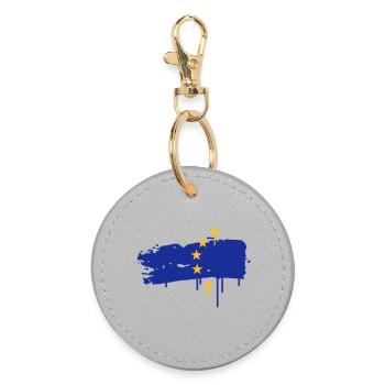 Drapeau européen peinture avec un coup de pinceau - Porte-clés rond - bruyère - Devant
