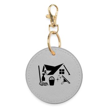 Cleaner window cleaner logo for company clothing - Round Keyring - grey - Front