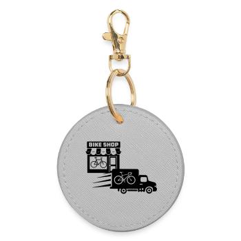 Bike shop with delivery service - Round Keyring - grey - Front