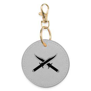 Two knives crossed standing - Round Keyring - grey - Front