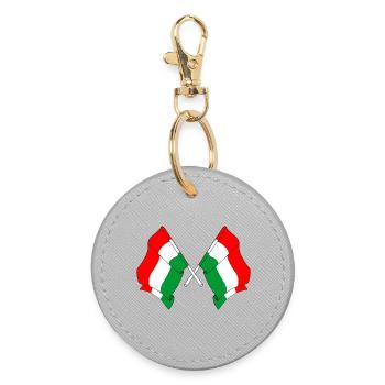 Deux drapeaux Hongrie - Porte-clés rond - bruyère - Devant