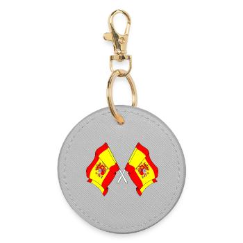 Zwei Flaggen Spanien - Runder Schlüsselanhänger - Grau - Vorne