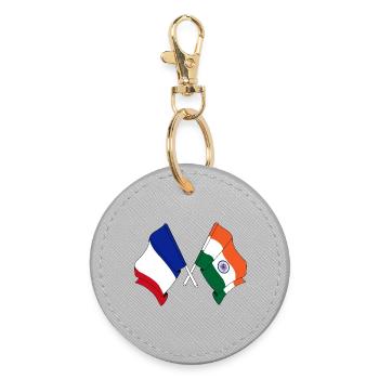 Drapeau de la France et drapeau de l’Inde - Porte-clés rond - bruyère - Devant