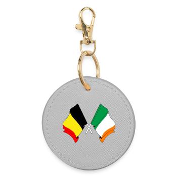 Flag Belgium, flag Ireland - Round Keyring - grey - Front