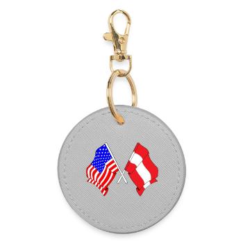 Drapeau des États-Unis, drapeau de l’Autriche - Porte-clés rond - bruyère - Devant