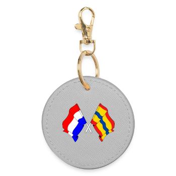 Drapeau des Pays-Bas, Overijssel croisé - Porte-clés rond - bruyère - Devant