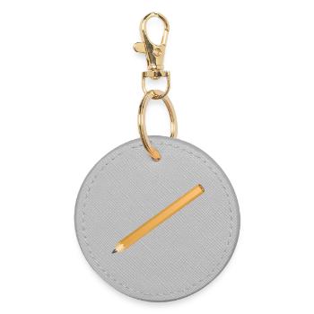 Simple pencil motif – classic and creative - Round Keyring - grey - Front
