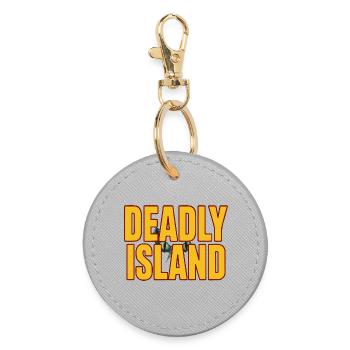 Island Bold Text - Round Keyring - grey - Front
