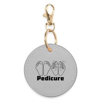 Feet with text Pedicure - Round Keyring - grey - Front
