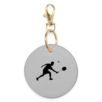 Badminton Schatten - Runder Schlüsselanhänger - Grau - Vorne