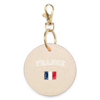 Drapeau de la France Pinceau Graphique - Porte-clés rond - huître - Devant