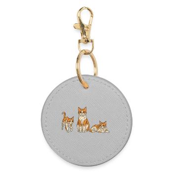 Trio de chats géométriques - Porte-clés rond - bruyère - Devant
