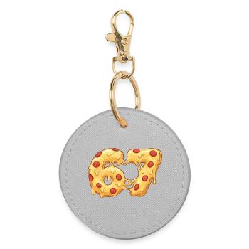 67 Pizza Meme Italian Food Lover Humor - Round Keyring - grey - Front