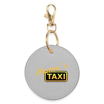 Humorvolles Mamas Taxi Schild - Runder Schlüsselanhänger - Grau - Vorne