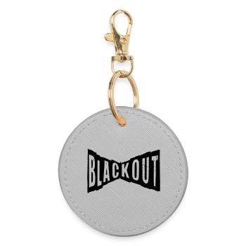 blackout black hard rock n roll guitar - Round Keyring - grey - Front