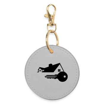 Key with house key for house purchased logo - Round Keyring - grey - Front
