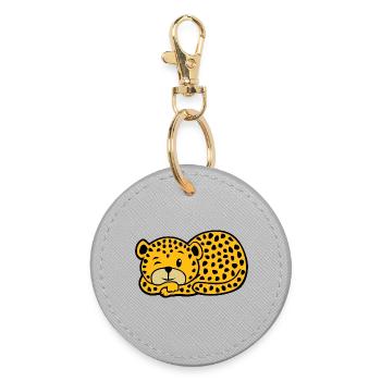 Schlafender Leopard - Runder Schlüsselanhänger - Grau - Vorne