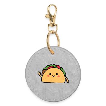 Cute Taco Motif for Clothes - Round Keyring - grey - Front