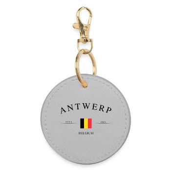 Antwerp Belgium – Holiday Souvenir & Gift - Round Keyring - grey - Front