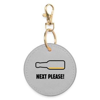 Next Please! (Bier / Bierchen / POS 2C) - Runder Schlüsselanhänger - Grau - Vorne
