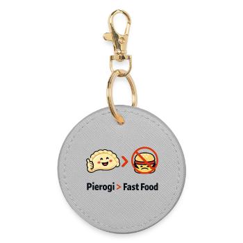 Pierogi statt Fast Food - Runder Schlüsselanhänger - Grau - Vorne