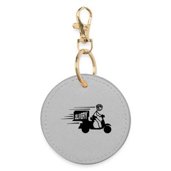 Scooter Package or Text Delivery - Round Keyring - grey - Front
