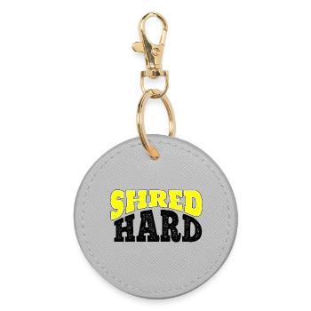Shred Hard Snowboard Spruch - Runder Schlüsselanhänger - Grau - Vorne