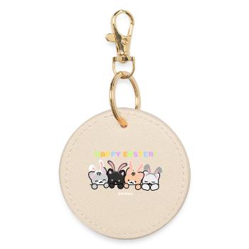 Cats with Rabbit Ear Bands - Round Keyring - oyster - Front