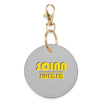 Solna Suède Typographie rétro - Porte-clés rond - bruyère - Devant