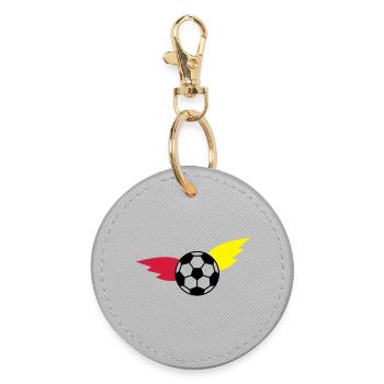 Soccer Flying Ball Flag Championship - Round Keyring - grey - Front