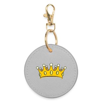 Crown golden with pearls. - Round Keyring - grey - Front