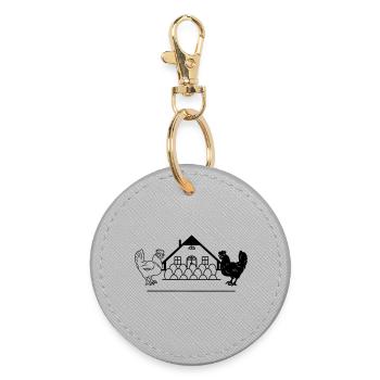 Logo monogramme de poulet foncé et clair - Porte-clés rond - bruyère - Devant