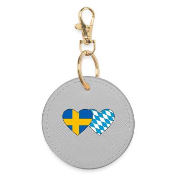 Schweden Bayern Flagge Herz - Runder Schlüsselanhänger - Grau - Vorne