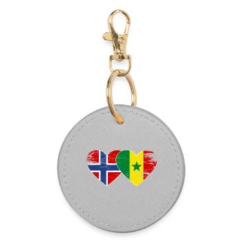 Norwegen Senegal Flagge Herz - Runder Schlüsselanhänger - Grau - Vorne
